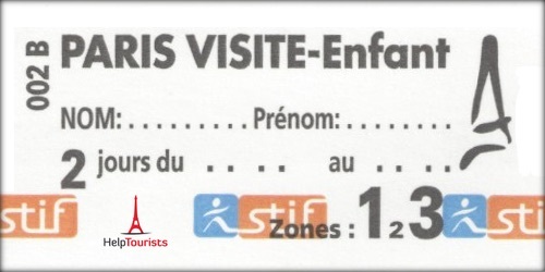 Paris-Visite-Pass • 2 Tage • Zone 1-3 • für Kinder bis 11 Jahre (ID-1038)