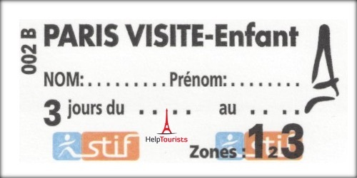 Paris-Visite-Pass • 3 Tage • Zone 1-3 • für Kinder bis 11 Jahre (ID-1042)