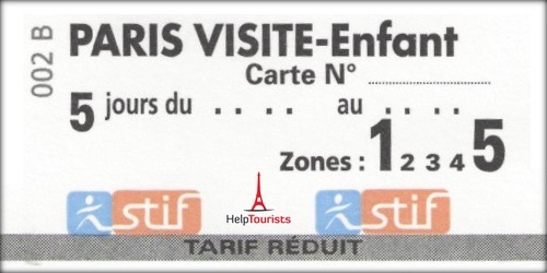 Paris Visite Pass 5 Tage Zone 1-5 für Kinder bis 11 Jahre (ID-1048)